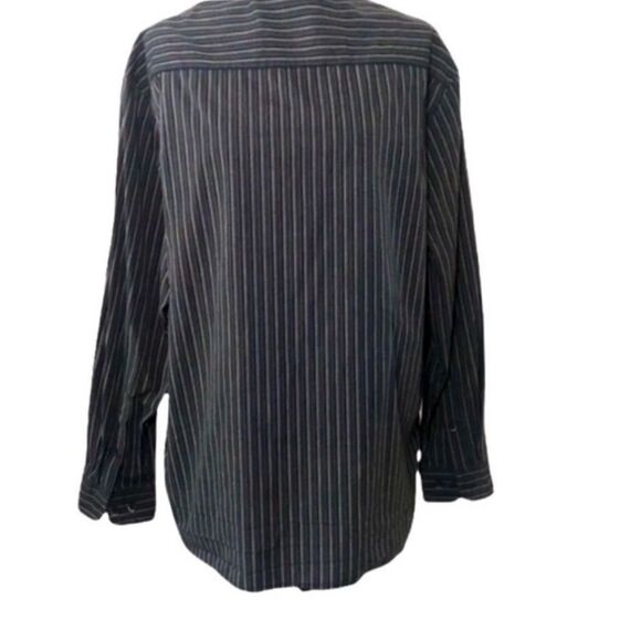 AXIST Mens Black White Striped Button Shirt Slimming Flattering Fit - Picture 3 of 6